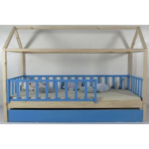 Bicama Infantil Solteiro Casinha Colorida Madeira Maciça Pinus Grade Vertical