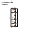 Armário Estante Multiuso Organizador 5 Prateleiras 59cm Rustic/preto Madesa - 4
