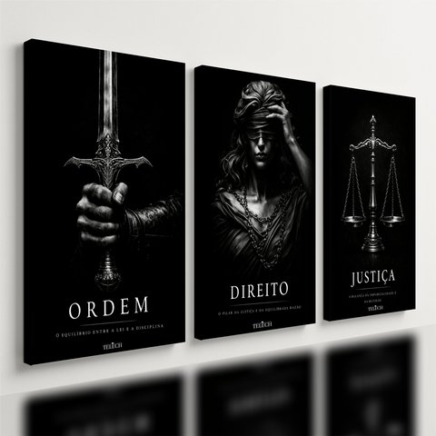 Kit 3 Quadro Decorativo Direito Advocacia Escritório Luxo Qualidade Premium 40x28cm