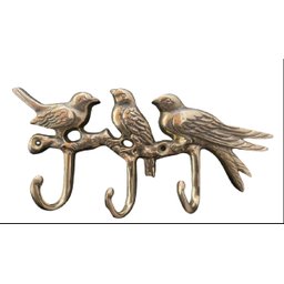 Porta Chaves Passarinhos Bronze Decorações Cabide 3 Ganchos - 3