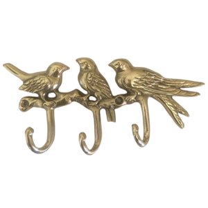 Porta Chaves Passarinhos Bronze Decorações Cabide 3 Ganchos