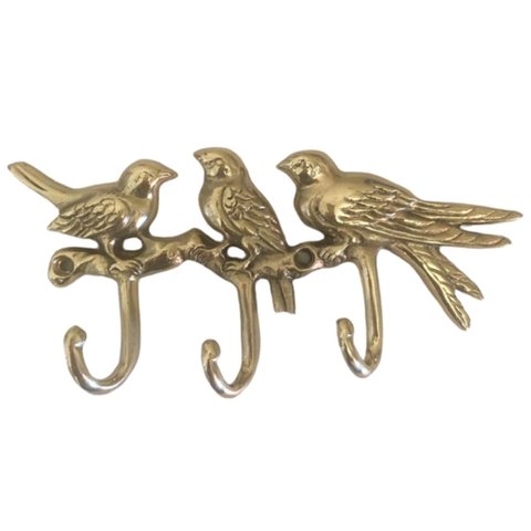Porta Chaves Passarinhos Bronze Decorações Cabide 3 Ganchos