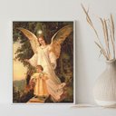 Ver imagem 2 de Quadro Decorativo Santo Anjo Da guarda 24x18cm - com Vidro:madeira Branca