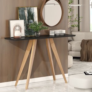 Aparador Hall de Entrada Monaco Pés em Madeira Maciça - Preto