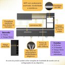 Ver imagem 2 de Armário de Cozinha Completa com Bancada Americana Veneza Multimóveis Mp2199 Preto/branco