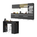 Ver imagem 1 de Armário de Cozinha Completa com Bancada Americana Veneza Multimóveis Mp2199 Preto/branco