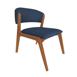 Cadeira Kethellen Premium Madeira Maciça Cerejeira Linho Azul