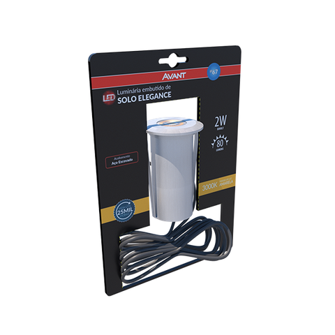 Luminária Led Solo Elegance Aço Escovado 3000k 2w Branco Quente Bivolt Avant