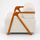 Ver imagem 3 de Kit Poltrona Decorativa Chloe com Puff Dalilla para Sala Moderna Confortável Bouclé Bege Premium