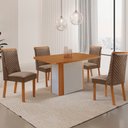 Ver imagem 1 de Mesa de Jantar Isadora 120cm Tampo MDF Laminado Canto Copo com 4 Cadeiras Yasmin