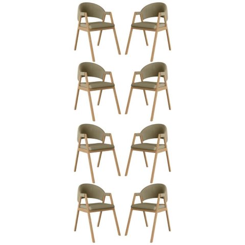 Kit 8 Cadeiras Suellen Luxo Reforçada Mesa de Jantar Linho Cor:bege