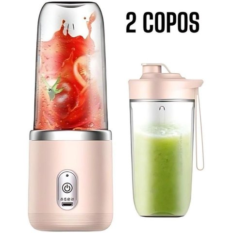 Espremedor Portátil Oem Popyo 400 ml com 2 Copos e 6 Lâminas em Aço Inox Rosa 110V
