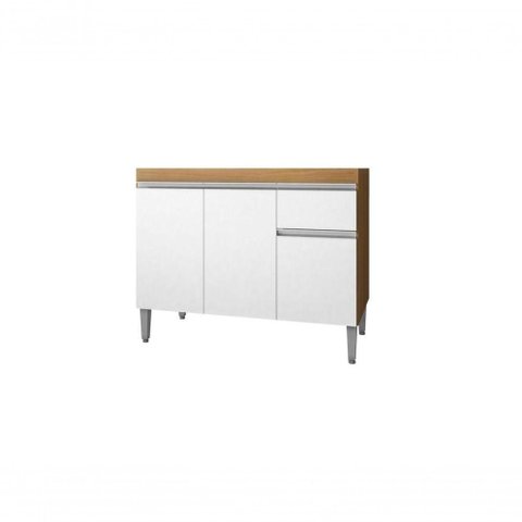Gabinete de Pia Tatiane 3 Portas 1 Gaveta MDP 95cm Amêndoa e Branco