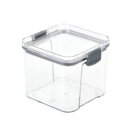 Pote Hermético Quadrado Transparente Com Trava 700Ml Cinza - 1