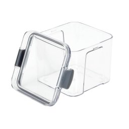 Pote Hermético Quadrado Transparente Com Trava 700Ml Cinza - 4