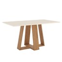 Ver imagem 1 de Mesa de Jantar Lins 160 Cm Canto Reto sem Vidro Nature Off White – Henn