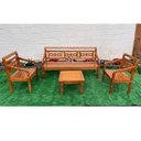 Ver imagem 3 de Kit Jogo de Banco 5 Lugares com Mesa de Centro Madeira de Demolição Modelo Flor Sudeste Rústico