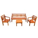 Ver imagem 1 de Kit Jogo de Banco 5 Lugares com Mesa de Centro Madeira de Demolição Modelo Flor Sudeste Rústico