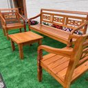 Ver imagem 5 de Kit Jogo de Banco 5 Lugares com Mesa de Centro Madeira de Demolição Modelo Flor Sudeste Rústico