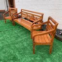 Ver imagem 4 de Kit Jogo de Banco 5 Lugares com Mesa de Centro Madeira de Demolição Modelo Flor Sudeste Rústico