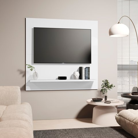 Painel Dubai Tv 32 Polegadas Pequeno Quarto Suspenso Sala Rack Cor Branco