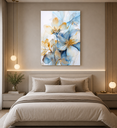 Ver imagem 2 de Quadro Decorativo Azul Abstrato Elegante Sala Quarto 60x90 em Canvas