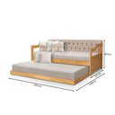 Ver imagem 5 de Bicama Dublin Estofado Capitonê Veludo Bege Madeira Maciça com Cama Auxiliar 2 Colchões Imbuia
