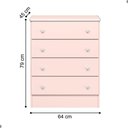 Ver imagem 6 de Conjunto Infantil Aurora Rosa Acetinado: Berço Aurora + Kit Rodízios + Cômoda Aurora + Guarda-