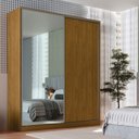 Ver imagem 1 de Guarda-Roupa Casal 2 Portas de Correr 1 Espelho 3 Gavetas MDF Nexo 200cm Marrom Freijó Natura
