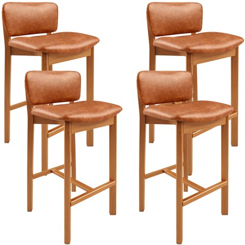 Kit 04 Banquetas Alta para Cozinha Sala de Jantar Bar Dara L02 Couríssimo Camel - Lyam Decor