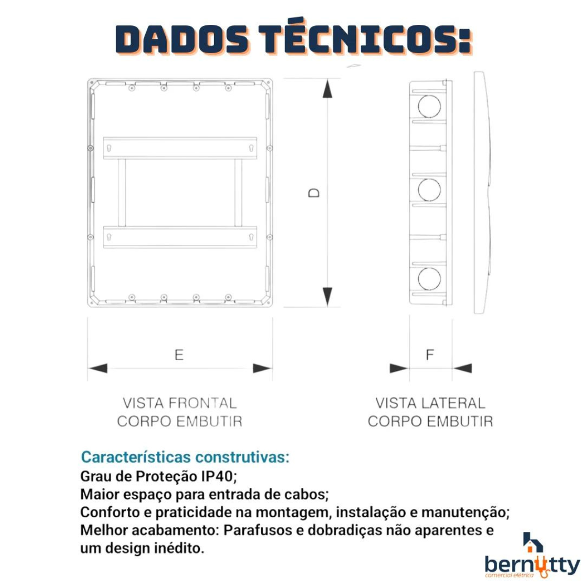 Quadro de Distribuição Centrinho Embutir 12 Disjuntores Brum - 4