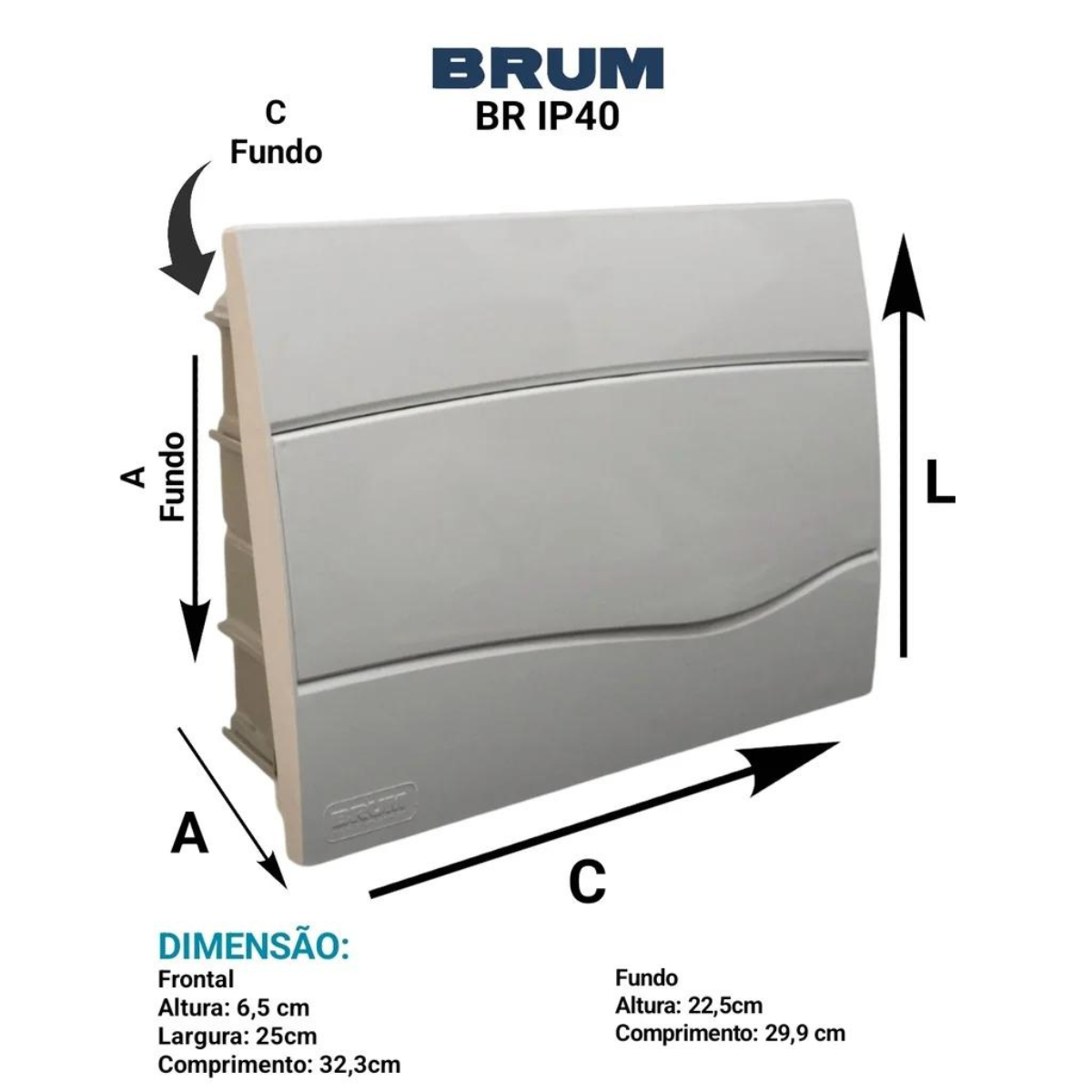 Quadro de Distribuição Centrinho Embutir 12 Disjuntores Brum - 3