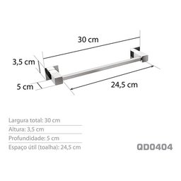 Toalheiro 30 Cm Inox - Kromus Qd0404 - 3