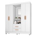Ver imagem 1 de Guarda Roupa Roupeiro Capelinha com Espelho 4 Portas 2 Gavetas Lite Branco Móveis Leão