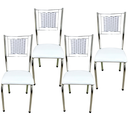 Ver imagem 2 de 4 Cadeira Belize Sala Cozinha Janta Estofada Cromada Moderna:branco/cromada