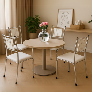 4 Cadeira Belize Sala Cozinha Janta Estofada Cromada Moderna:branco/cromada