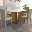Ver imagem 3 de Mesa de Jantar 4 Lugares 1,36m Tampo com Vidro Veneza Carvalho Off-white