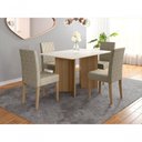 Ver imagem 2 de Mesa de Jantar 4 Lugares 1,36m Tampo com Vidro Veneza Carvalho Off-white