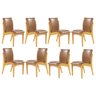 Kit 8 Cadeiras Jantar Estofada Lisboa Madeira Mel Tecido Caramelo L85 RMI - 1
