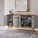Ver imagem 3 de Aparador Buffet Opala Design Retrô Tampo MDF25MM Chanfrado:Offwhite/Naturale