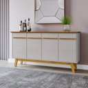 Ver imagem 2 de Aparador Buffet Opala Design Retrô Tampo MDF25MM Chanfrado:Offwhite/Naturale