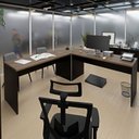 Ver imagem 2 de Mesa Escrivaninha em L Canto Arredondado 1400x600 Netmobil - Nogal/preto