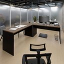 Ver imagem 4 de Mesa Escrivaninha em L Canto Arredondado 1400x600 Netmobil - Nogal/preto