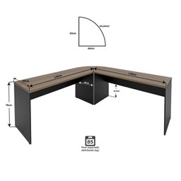 Mesa Escrivaninha em L Canto Arredondado 1400x600 Netmobil - Nogal/preto - 9