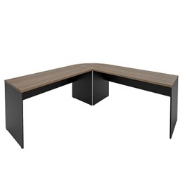 Mesa Escrivaninha em L Canto Arredondado 1400x600 Netmobil - Nogal/preto - 7