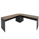 Ver imagem 7 de Mesa Escrivaninha em L Canto Arredondado 1400x600 Netmobil - Nogal/preto