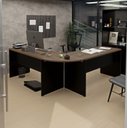 Ver imagem 1 de Mesa Escrivaninha em L Canto Arredondado 1400x600 Netmobil - Nogal/preto