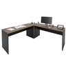 Mesa Escrivaninha em L Canto Arredondado 1400x600 Netmobil - Nogal/preto - 5