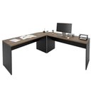 Ver imagem 5 de Mesa Escrivaninha em L Canto Arredondado 1400x600 Netmobil - Nogal/preto
