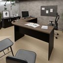 Ver imagem 3 de Mesa Escrivaninha em L Canto Arredondado 1400x600 Netmobil - Nogal/preto